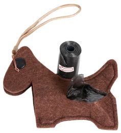 Dog Waste Bag Holder with 2 Rolls (Color: Brown)