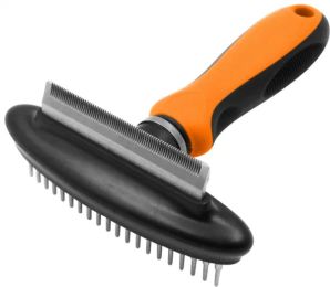 Pet Life Flex Series 2-in-1 Dual-Sided Grooming Undercoat Rake and Deshedder (Color: Orange)