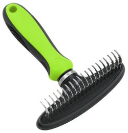 Pet Life Flex Series Undercoat Dematter Grooming Dog Rake (Color: Green)