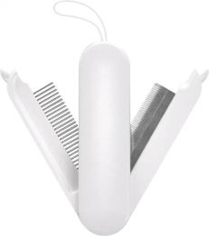 Pet Life 'JOYNE' Multi-Functional 2-in-1 Swivel Travel Grooming Dog Comb and Deshedder (Color: White)