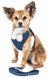 Pet Life Luxe 'Pom Draper' 2-In-1 Mesh Harness W/ Pom-Pom Bowtie (Size: L)