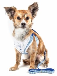 Pet Life Luxe 'Spawling' 2-In-1 Mesh Harness W/ Fashion Bowtie (Color/Size: Blue-M)