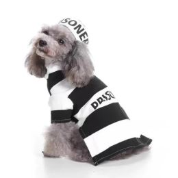 Pet Life Striped Retro Inmate Prisoner Pet Dog Costume Uniform (Color: BLACK / WHITE, Size: Small)