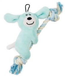 Pet Life 'Broom-Lick' Plush Dog Toy Rope (Color: Blue)