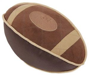 'Pugskin' Durable Oxford Nylon and Mesh Plush Squeaky Football Dog Toy (Color: Brown)