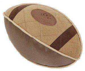 'Pugskin' Durable Oxford Nylon and Mesh Plush Squeaky Football Dog Toy (Color: Khaki)