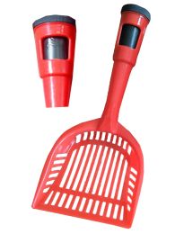 Pet Life Poopin-Scoopin Dog Pooper Scooper Litter Shovel With Built-In Waste Bag Handle Holster (Color: Red)