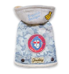 Retro-Denim Dog Coat (Color: Blue, Size: X-Small)