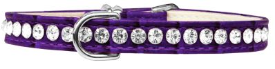 Beverly Style Rhinestone Designer Croc Dog Collar Purple