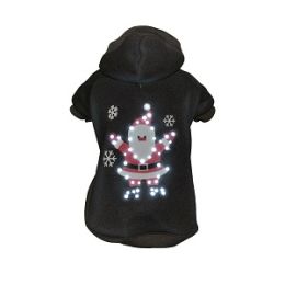 Pet Life LED Lighting Juggling Santa Hooded Sweater (Size: Large)