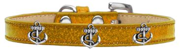 Silver Anchor Widget Dog Collar Gold