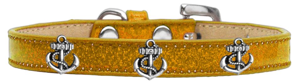 Silver Anchor Widget Dog Collar Gold (Color/Size: Gold-12)