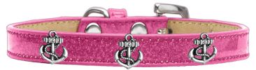 Silver Anchor Widget Dog Collar Pink