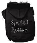 Spoiled Rotten Rhinestone Dog Hoodie (Color/Size: Black-XXL)