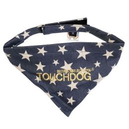 Touchdog 'Bad-to-the-Bone' Star Patterned Fashionable Velcro Bandana (Color: Blue, Size: Small)