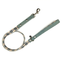 Swag Leash - Denim and Plaid (Color: Beige)