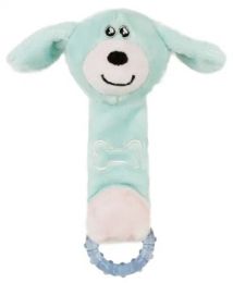 'Moo-Born' Plush Squeaky Teething Dog Toy (Color: Blue)