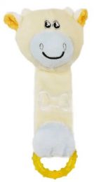 'Moo-Born' Plush Squeaky Teething Dog Toy (Color: Yellow)