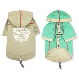 Touchdog 'Cloudburst' Waterproof Reversible Dog Raincoat (Color/Size: Khaki-XL)