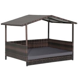 Wicker Dog Cot (Color: Grey)