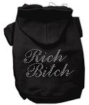 Rich Bitch Rhinestone Dog Hoodies (Color/Size: Black-XXXL)