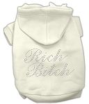 Rich Bitch Rhinestone Dog Hoodies (Color/Size: Cream-XL)